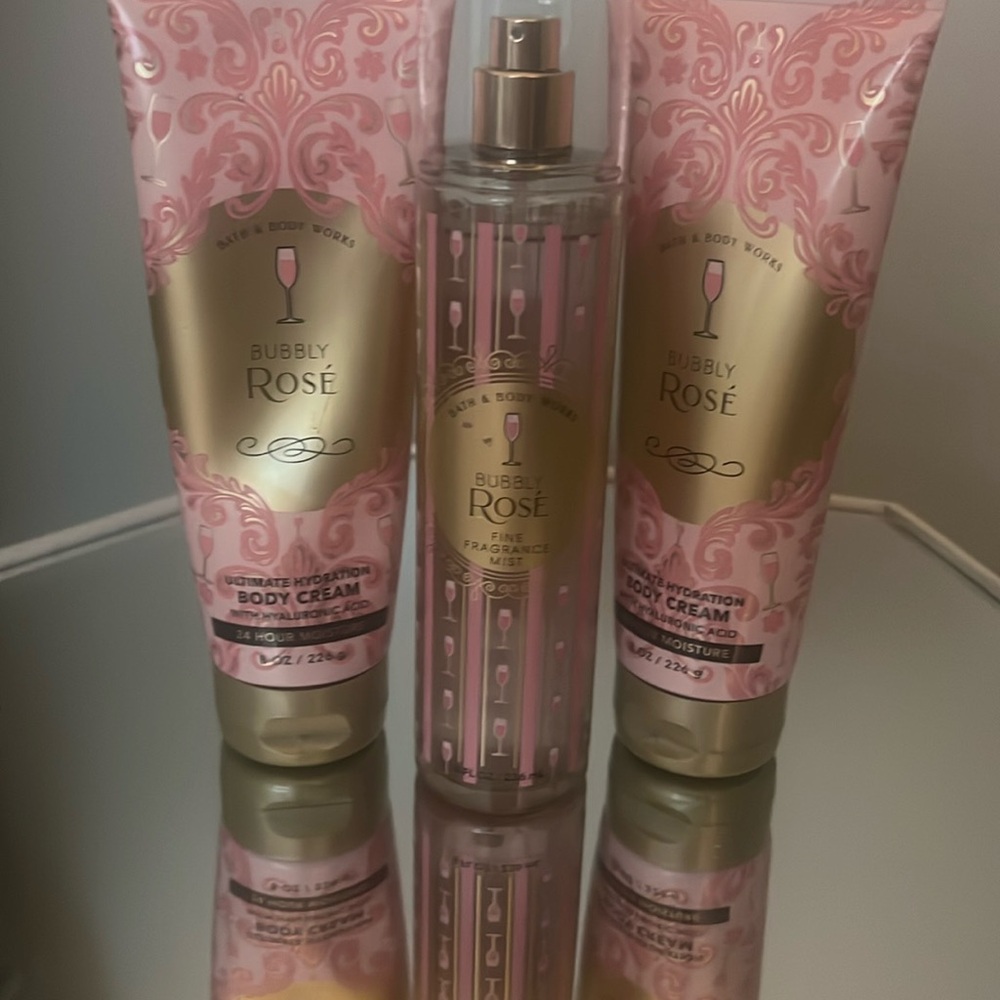 Bath and Body Works Bubbly Rose body creams and mist